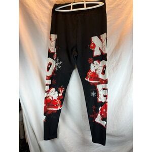 Butterfly Soft LulaRoe‎ TC Black Leggings with Santa and Noel One Size